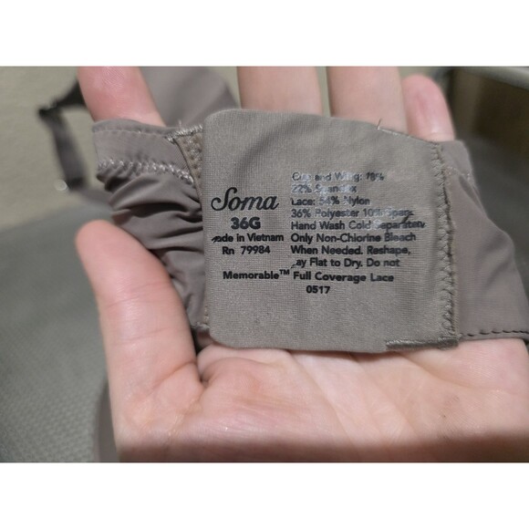 Soma Memorable Full Coverage Lace Bra Underwired Brown Women's 36G - Picture 4 of 4